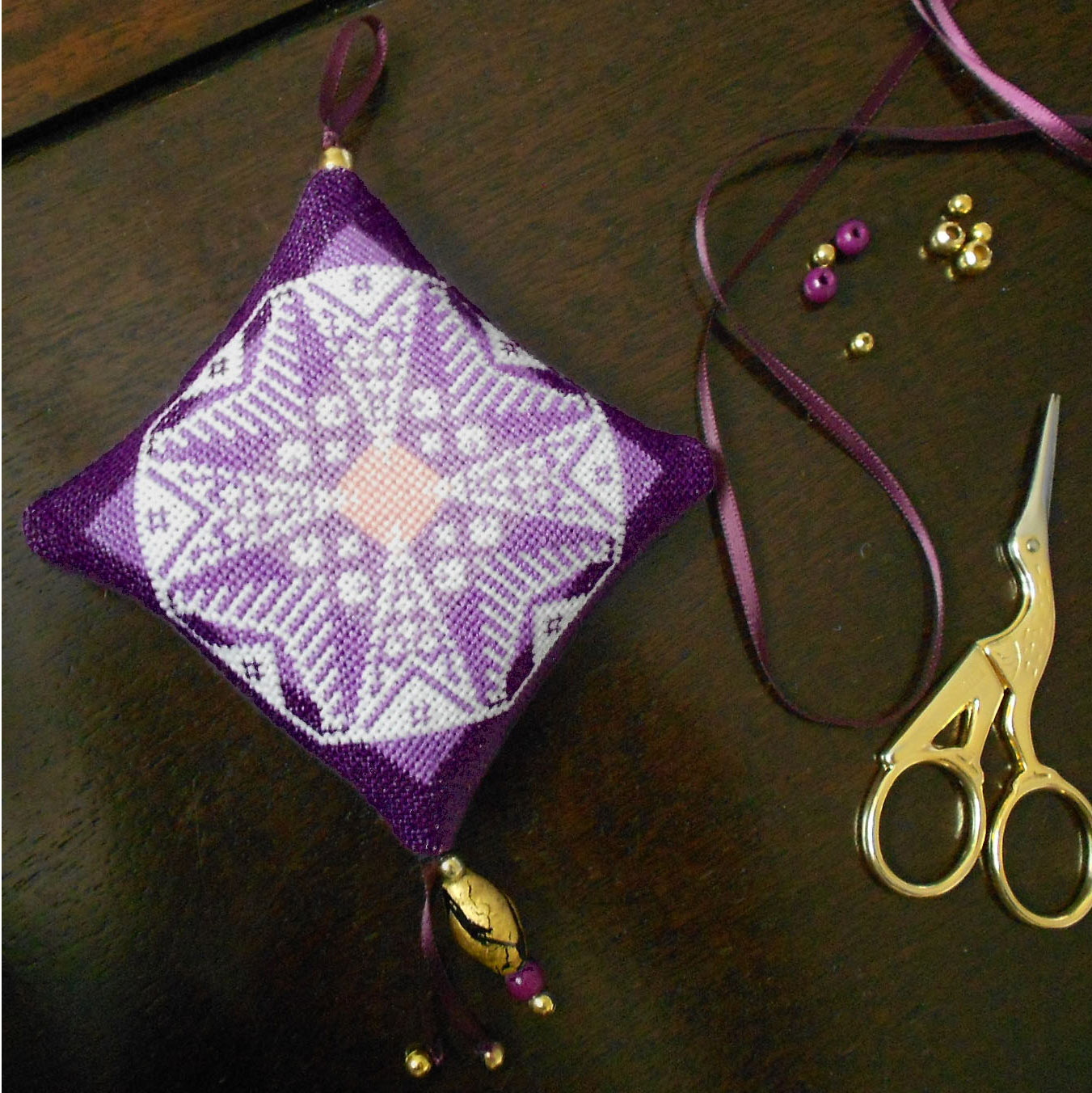 Jewel-like Finishing Tutorial for stitched Ornaments