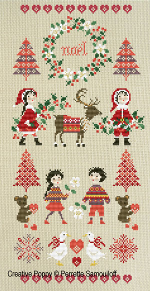 Nordic Christmas Banner cross stitch pattern by Perrette Samouiloff