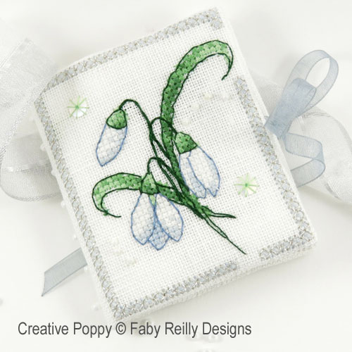 Snowdrop needlebook cross stitch pattern by Faby Reilly Designs