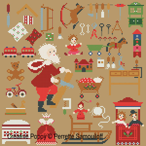 Santa&#039;s Workshop - cross stitch pattern - by Perrette Samouiloff