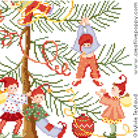 Decorating the Christmas tree - cross stitch pattern - by Sylvie Teytaud (zoom 2)