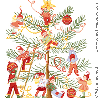 Decorating the Christmas tree - cross stitch pattern - by Sylvie Teytaud (zoom 3)