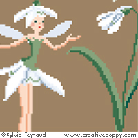 White Fairies collection: Snowdrop fairy - cross stitch pattern - by Sylvie Teytaud (zoom 1)