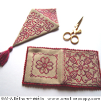 Scissor case and needle book - Red Monochrome Series - cross stitch pattern - by Marie-Anne R&eacute;thoret-M&eacute;lin