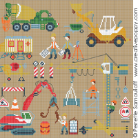 Construction work ahead! (large) - cross stitch pattern - by Perrette Samouiloff