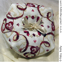 Love Wedding ring biscornu - cross stitch pattern - by Faby Reilly Designs