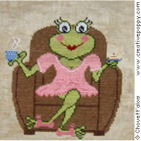 Tea for Lady Frog - cross stitch pattern - by Chouett&#039;alors