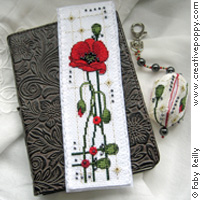 Poppy Bookmark and Key ring - cross stitch pattern - by Faby Reilly Designs (zoom 1)