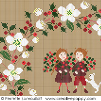 White Christmas wreath - cross stitch pattern - by Perrette Samouiloff (zoom 1)