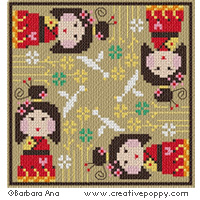 Kokeshi Biscornu - cross stitch pattern - by Barbara Ana Designs (zoom 2)