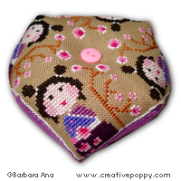 Kokeshi Biscornu II - cross stitch pattern - by Barbara Ana Designs