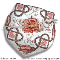 Rose sepia Biscornu (wedding ring cushion) - cross stitch pattern - by Faby Reilly Designs