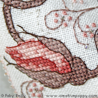 Rose sepia Biscornu (wedding ring cushion) - cross stitch pattern - by Faby Reilly Designs (zoom 1)