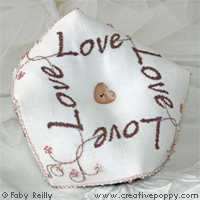 Rose sepia Biscornu (wedding ring cushion) - cross stitch pattern - by Faby Reilly Designs (zoom 3)
