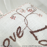 Rose sepia Biscornu (wedding ring cushion) - cross stitch pattern - by Faby Reilly Designs (zoom 4)