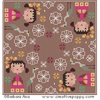 Kokeshi Biscornu III - cross stitch pattern - by Barbara Ana Designs (zoom 2)