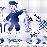 Gone fishing (large pattern) - cross stitch pattern - by Perrette Samouiloff (zoom 1)