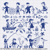 Gone fishing (large pattern) - cross stitch pattern - by Perrette Samouiloff