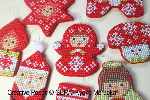 Gera! by Kyoko Maruoka - Mini Christmas Ornaments zoom 4 (cross stitch chart)