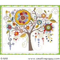Tree of Crazy Flowers - cross stitch pattern - by Alessandra Adelaide Needleworks (zoom 3)