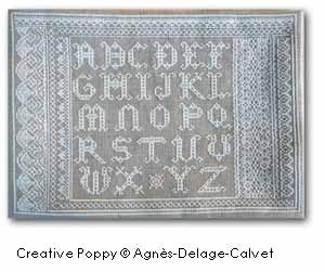 Lace Alphabet Sampler in cross stitch and backstitch