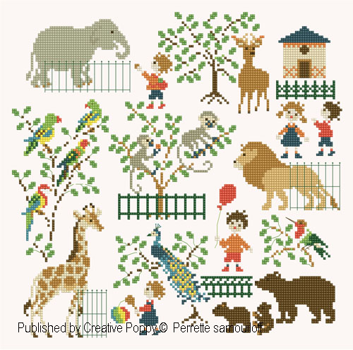 Baby at the Zoo (large pattern) - cross stitch pattern - by Perrette Samouiloff (zoom 5)
