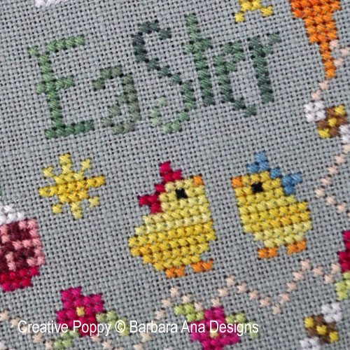 Hoppy Easter cross stitch pattern for Easter, zoom 1