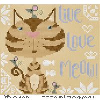 Live, Love, Meow! - cross stitch pattern - by Barbara Ana Designs (zoom 4)