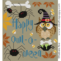 Owl-o-ween Scissor Fob - cross stitch pattern - by Barbara Ana Designs (zoom 2)
