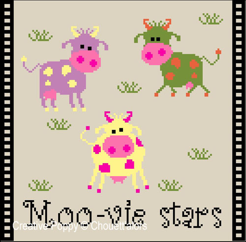 Moo-vie stars - cross stitch pattern - by Chouett\'alors (zoom 5)