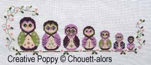 Matryoshka Owls - Cross stitch pattern chart designed by Chouett&#039;alors