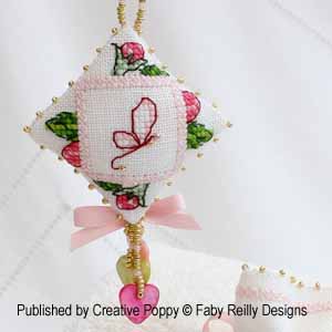 Faby Reilly - Apple blossom sachet (2 bags) cross stitch pattern chart (zoom1)