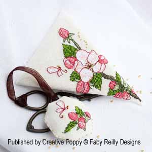 Faby Reilly - Apple blossom Scissor Case &amp; Fob (cross stitch pattern )