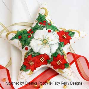 Faby Reilly Christmas Rose Star (Xmas ornament) - cross stitch pattern (zoom 4)