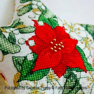 Faby Reilly - Poinsettia Star (Xmas ornament) cross stitch pattern (zoom 2)