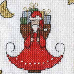 three different motifs to cross stitch for Christmas: an Angel, Santa and a Snowman (zoom1)