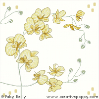 Gold orchid biscornu - cross stitch pattern - by Faby Reilly Designs (zoom 1)