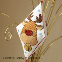 <b>Rudolf the Reindeer Pendant</b><br>cross stitch pattern<br>by <b>Faby Reilly Designs</b>