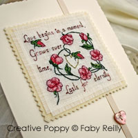 Sweet roses card - cross stitch pattern - by Faby Reilly Designs