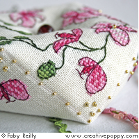 Plum orchid biscornu - cross stitch pattern - by Faby Reilly Designs (zoom 1)