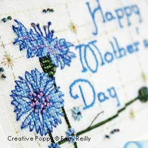 Mother's Day card to cross stitch - cornflower