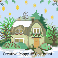 Christmas tree cottage - cross stitch pattern - by Gail Bussi - Rosebud Lane (zoom 1)