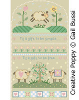<b>Shaker Sheep sampler</b><br>cross stitch pattern<br>by <b>Gail Bussi - Rosebud Lane</b>