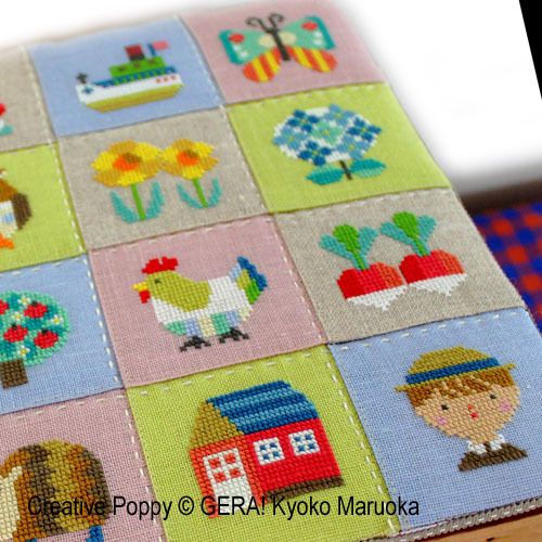 Gera! by Kyoko Maruoka - The Patchwork Basket (20 mini motifs) zoom 2 (cross stitch chart)