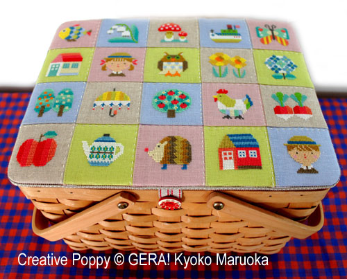 The Patchwork Basket, cross stitch pattern by Gera! by Kyoko Maruoka