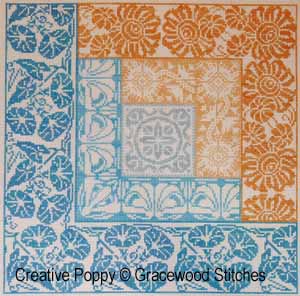 Gracewood Stitches design by Kathy Bungard -  Log cabin - Summer - cross stitch pattern (zoom 4)