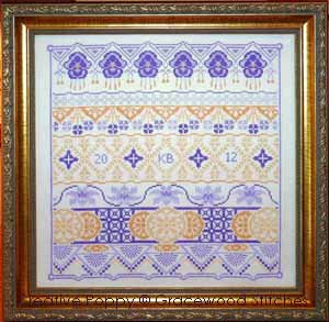 Gracewood Stitches design by Kathy Bungard - Lydia, seller of purple - cross stitch pattern (zoom3)