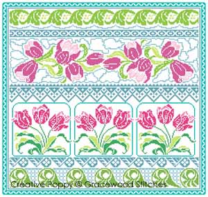 Gracewood Stitches design by Kathy Bungard - Tulip\'s Praise  - cross stitch pattern (detail)