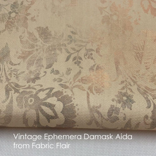 Vintage Ephemera Damask Aida, from Fabric Flair