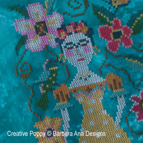 Frida cross stitch pattern by Barbara Ana Designs, zoom 1
